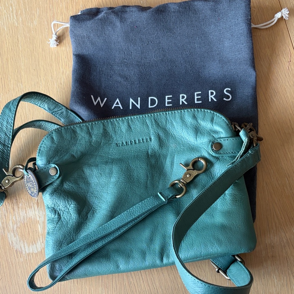 Wanderers Aqua Leather Crossbody Bag - Picture 3 of 3